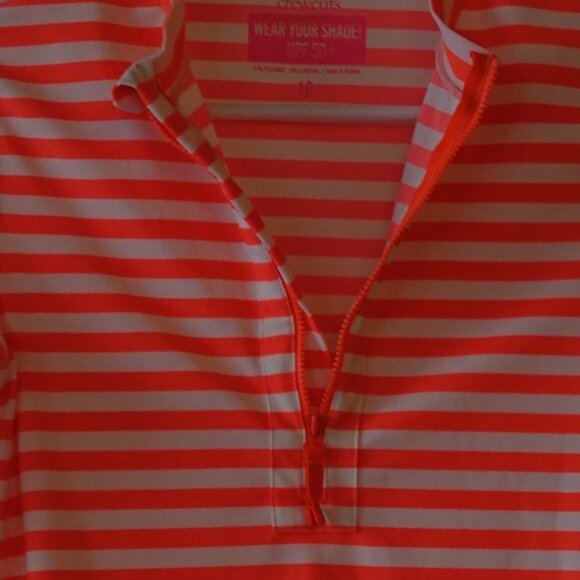 J.Crew crewcuts rashguard swim swimwear stripe neon coral long-sleeve Girls 16 - Picture 8 of 10